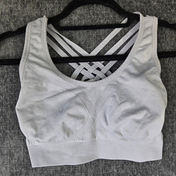 AK Other - AK Sports Bra Razorback Double Strap Women Sz M Grey Strappy Back Activewear Gym